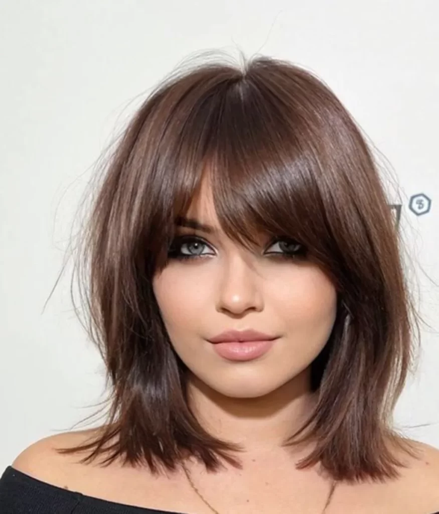 Textured Bob with Curtain Bangs 