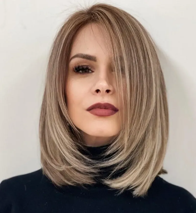 Layered mid-length cut